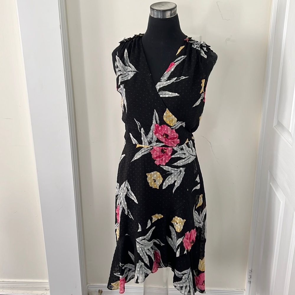Isaac Mizrahi IMNYC Floral Print Wrap Fit Flare Dress Size Medium